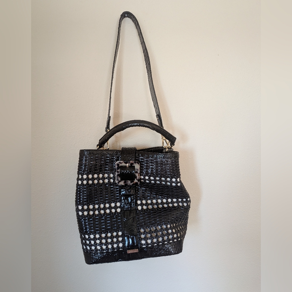 Brahmin Black Woven Shoulder Bag
